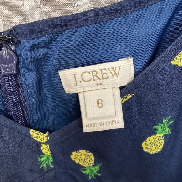 J. Crew Navy Pineapple Dress Fully Lined Rear Zip with Pockets Size: 6 - Picture 3 of 3